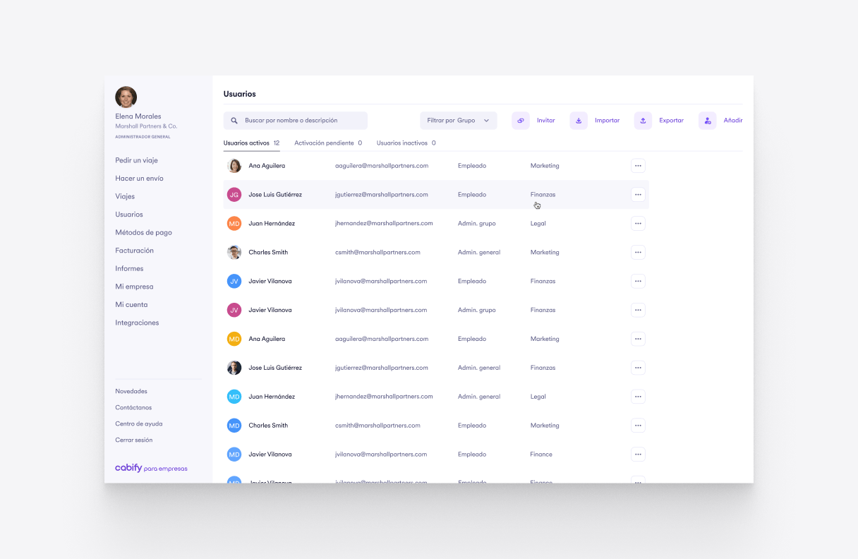 Cabify Product Design - User interface design for ride-hailing app