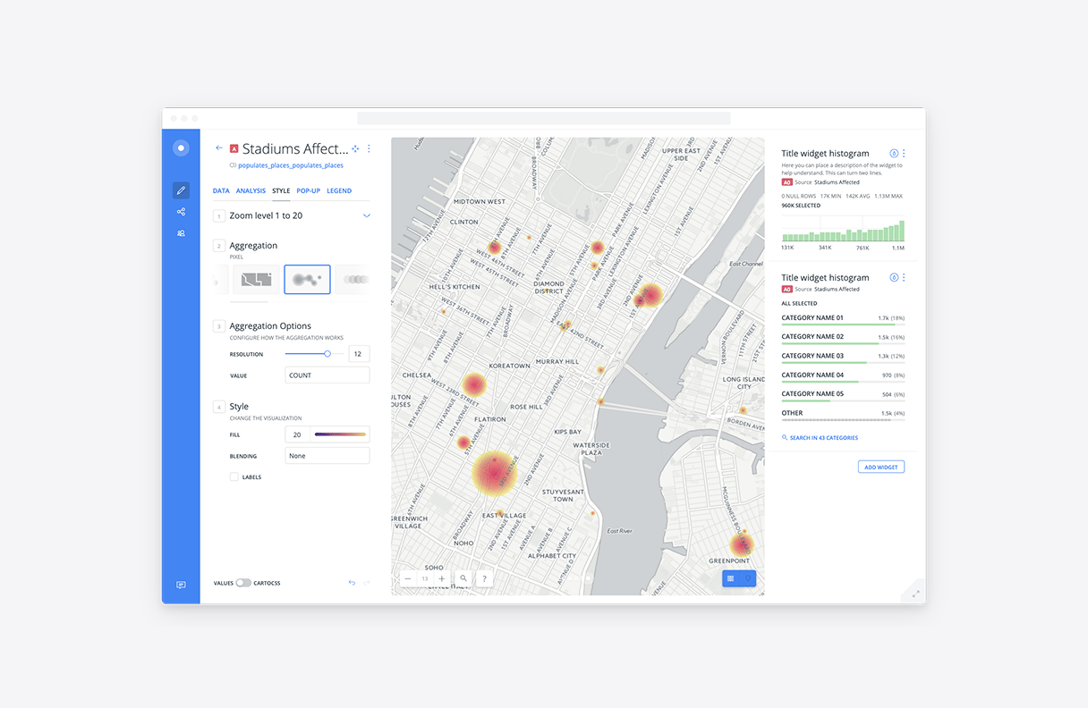 CARTO Product Design - Data visualization platform interface
